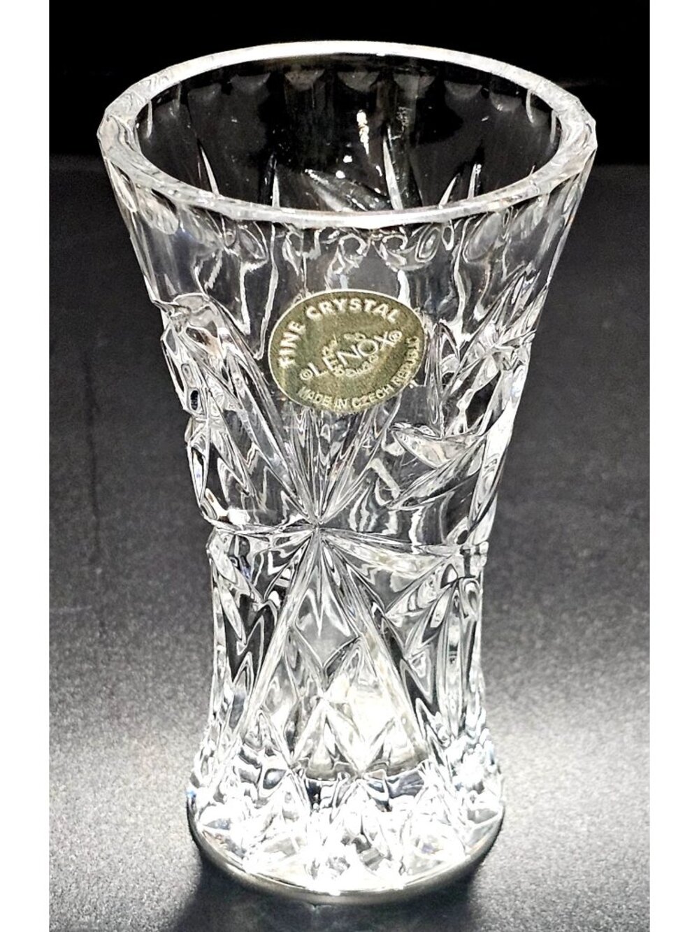Lenox Crystal Star Vase 4" Czech Miniature Bud Vase With Starburst Pattern